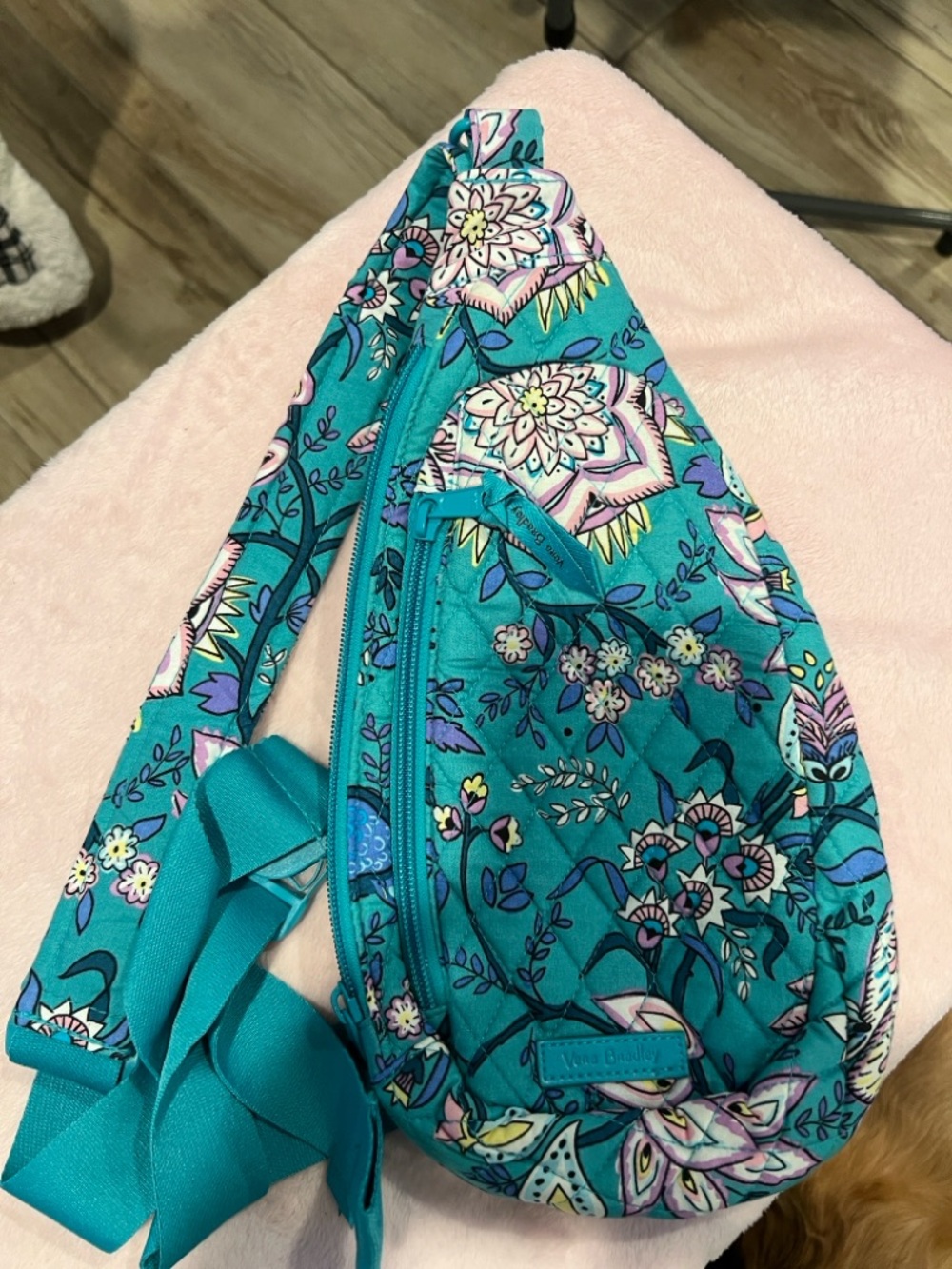 Vera Bradley peacock garden party Turquoise Floral Quilted Crossbody Bag